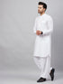 Men's White Cotton Blend Pathani Suit Set